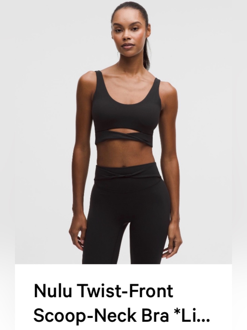 Lululemon Nulu Twist-Front Scoop-Neck Bra — Black small